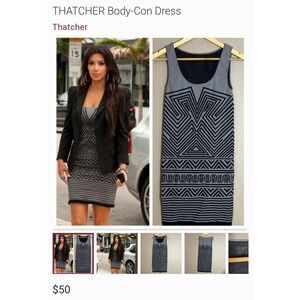 Thatcher By Alisse Thatcher Women Large Dress Textured Mini Bodycon Gray Black